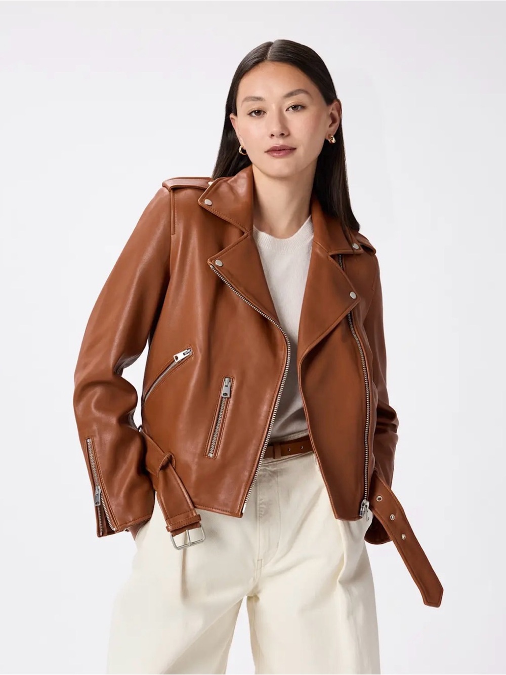 Quince Brown Leather Moto Jacket